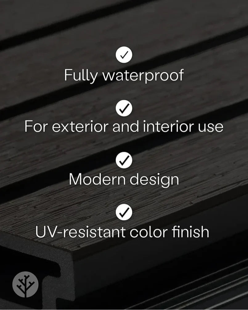Close-up of Plaank walnut panel edge showing composite material cross-section detail