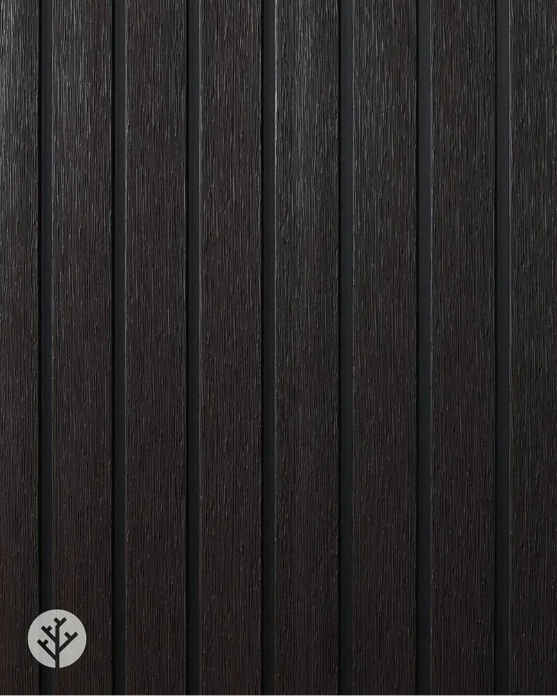 Plaank walnut panels installed on building exterior with warm dark timber-effect appearance