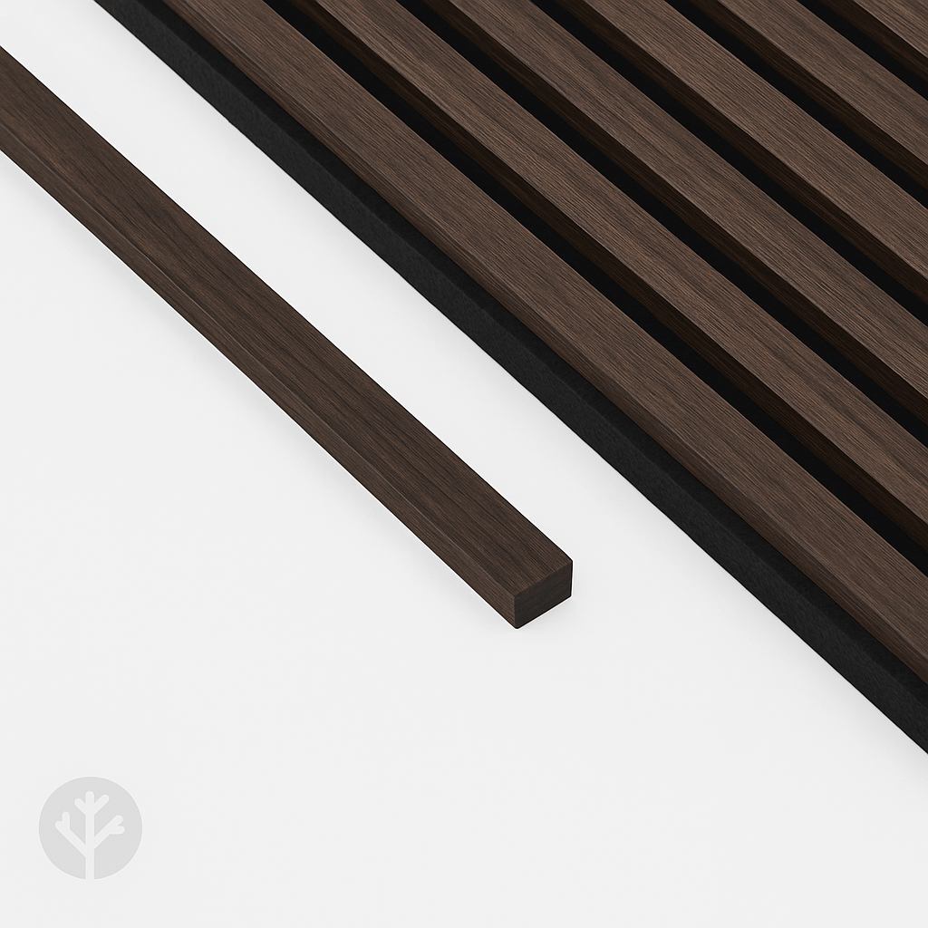 WVH® Australia Acoustic Slat Wood Wall Panels Acupanel - Smoked Oak Wood Wall Panel End Piece Trim