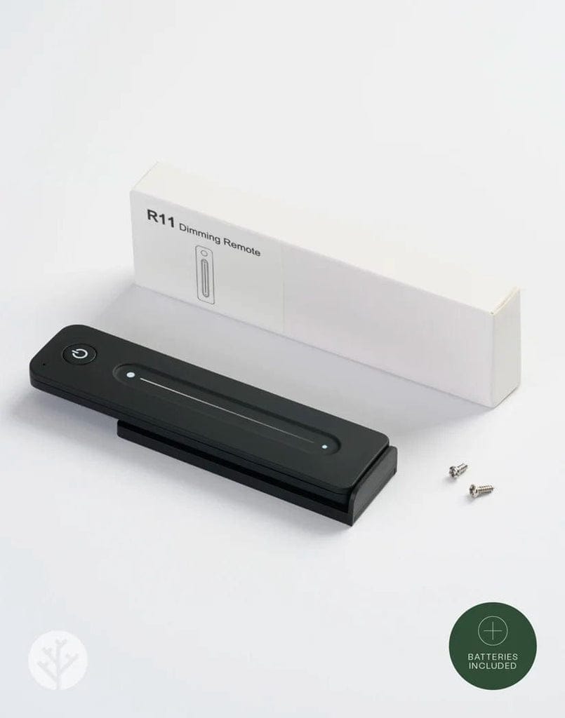 Close-up of Acupanel Glow remote buttons for dimming timer and on-off functions