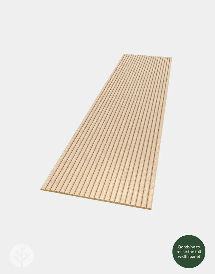 Dimension diagram showing Flutto oak slat panel measuring 60cm wide by 300cm tall