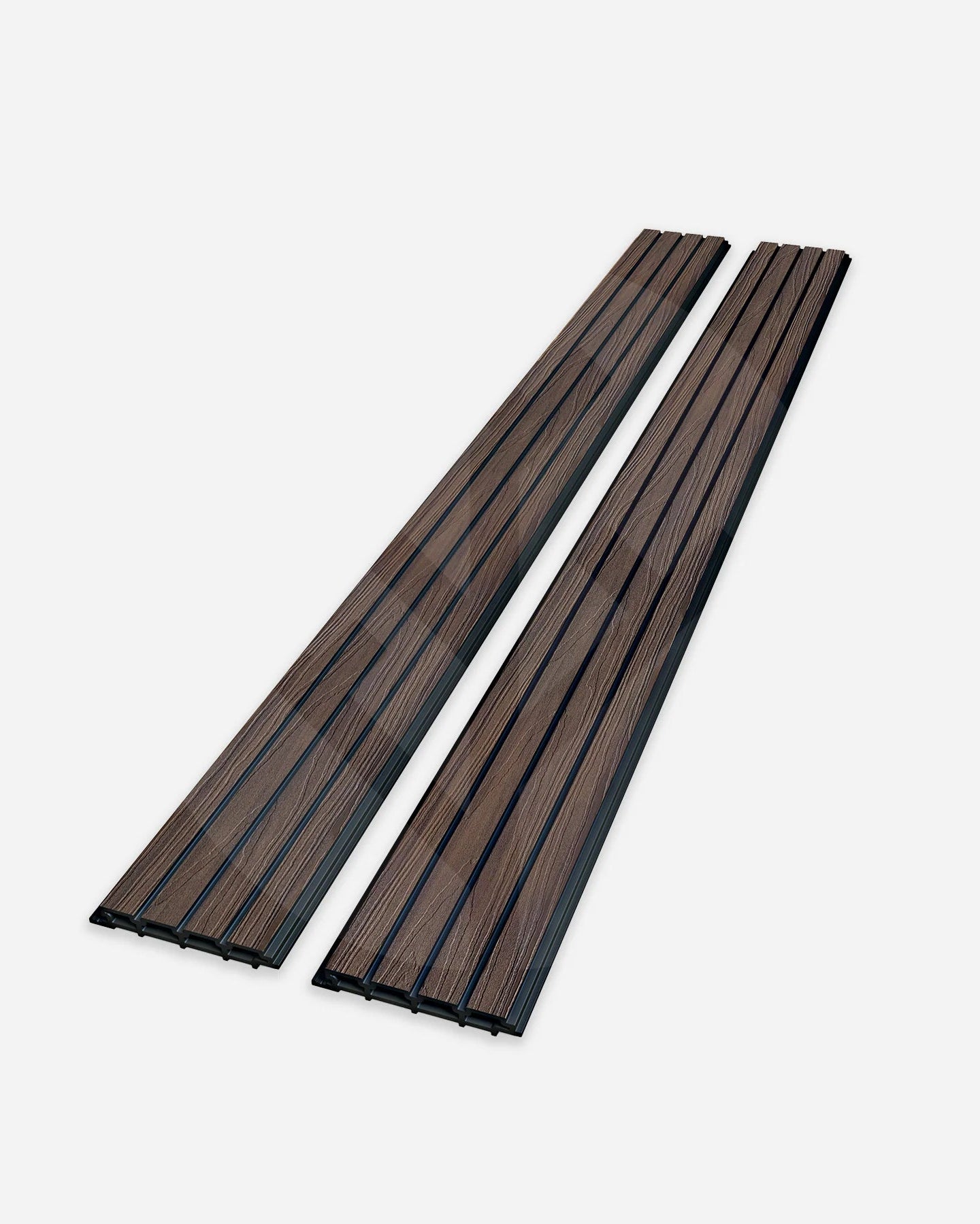 Side profile of Plaank walnut composite panel showing hollow core and tongue-groove edge