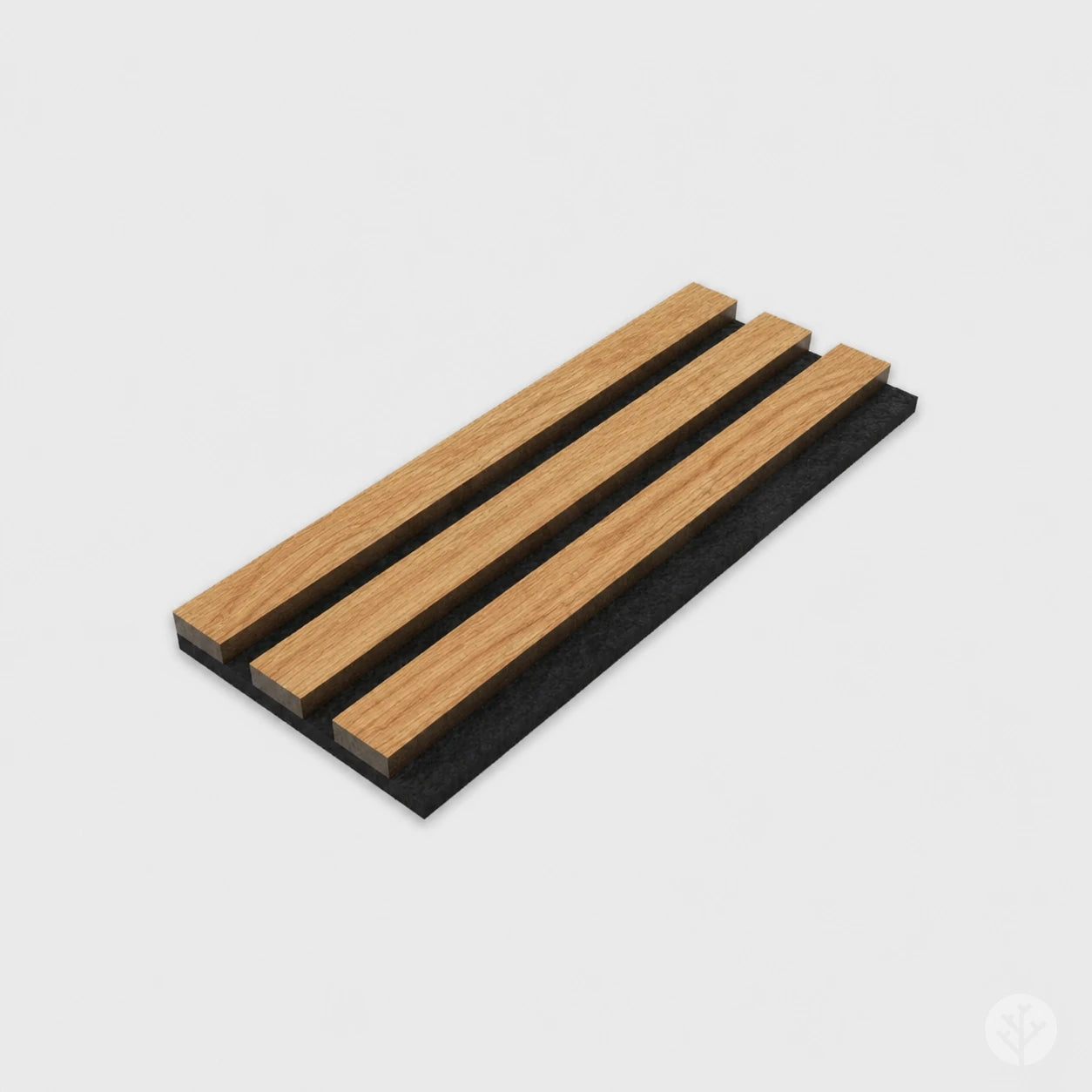 Acupanel natural oak wood veneer panel sample on black felt backing showing premium oiled grain