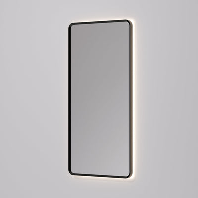 Aura rectangle mirror packaging box showing Code Interiors branding and product details