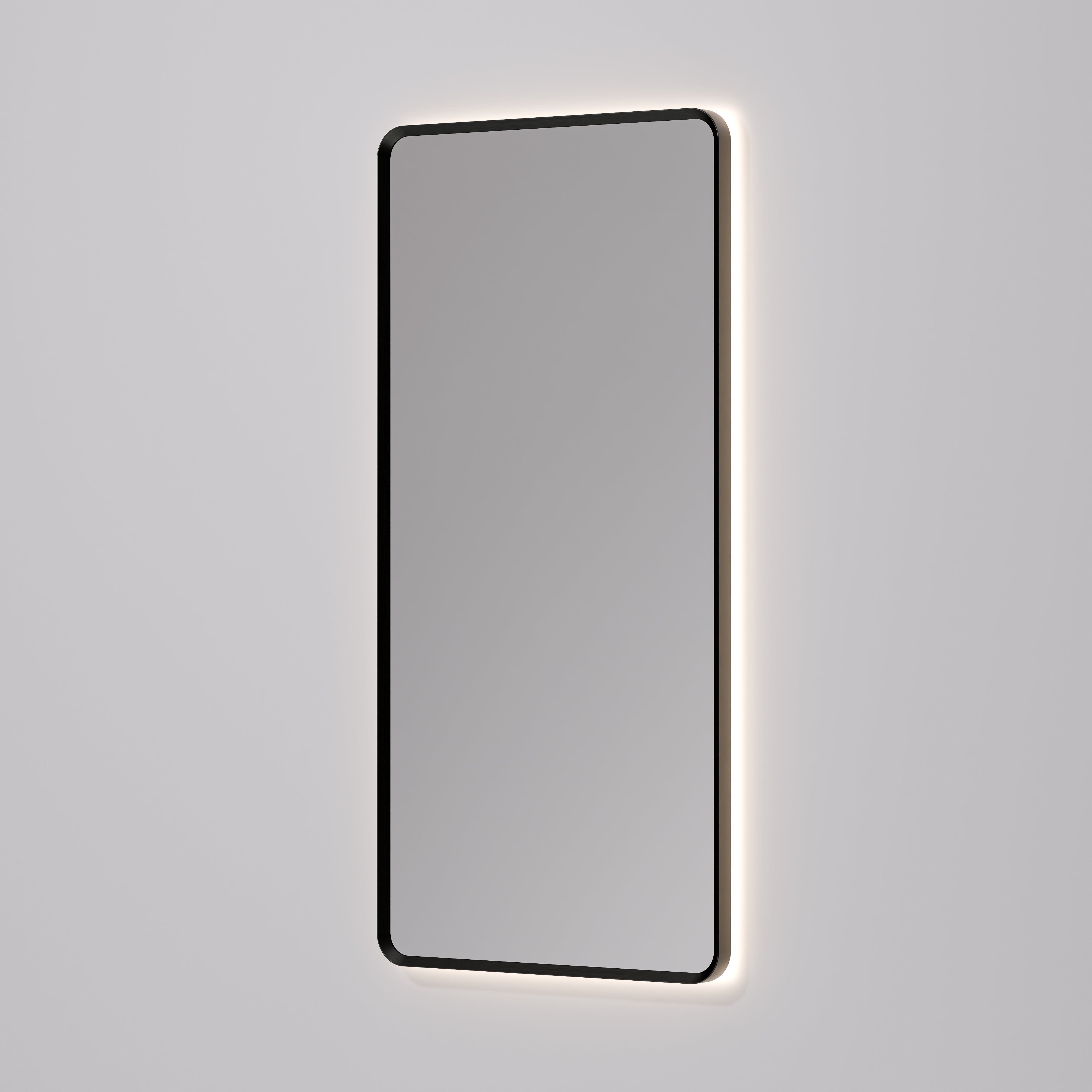 Aura rectangle mirror packaging box showing Code Interiors branding and product details