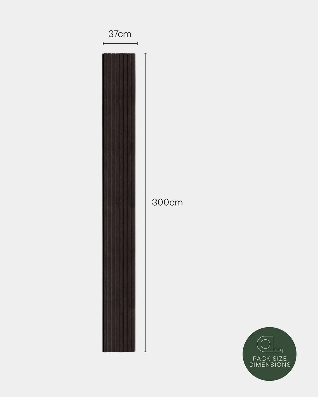Dimension diagram showing Plaank walnut panel profile measurements width and thickness