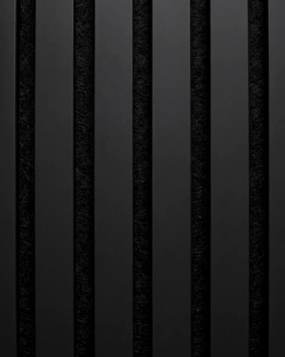 Acupanel Black acoustic slat wall panels close up detail