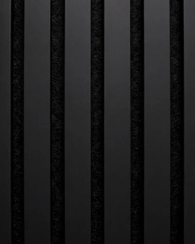 Acupanel Black acoustic slat wall panels close up detail