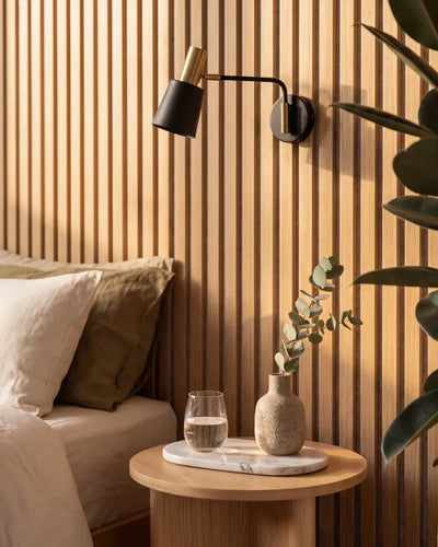 Acupanel Natural Oak (Grey Felt) acoustic slat wall panels close up