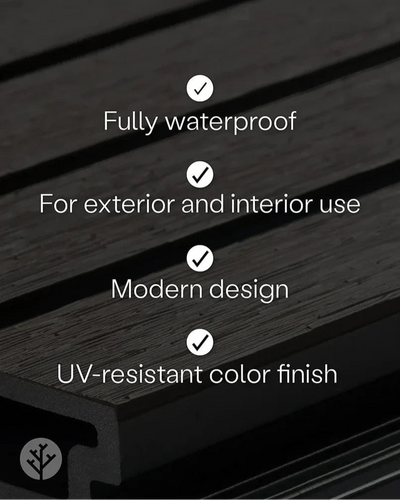 Close-up of Plaank walnut panel edge showing composite material cross-section detail