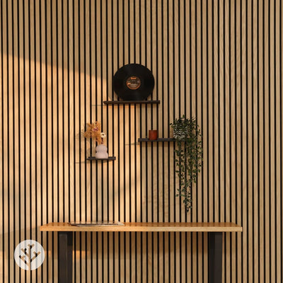 Close-up of small ledge shelf showing matte black powder-coated steel edge and surface