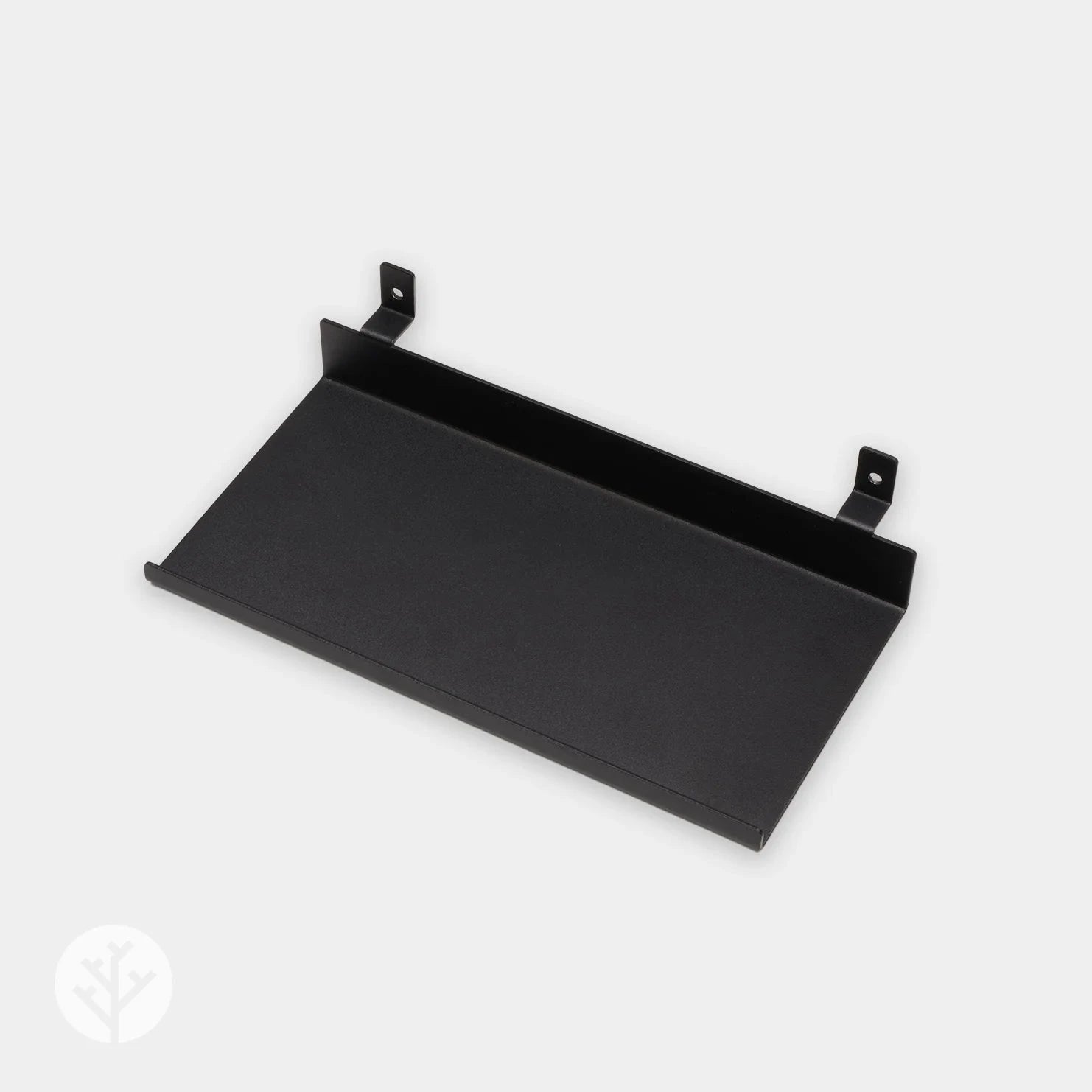 Two small ledge shelves arranged on Acupanel wall creating minimalist floating display pair