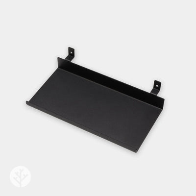 Two small ledge shelves arranged on Acupanel wall creating minimalist floating display pair