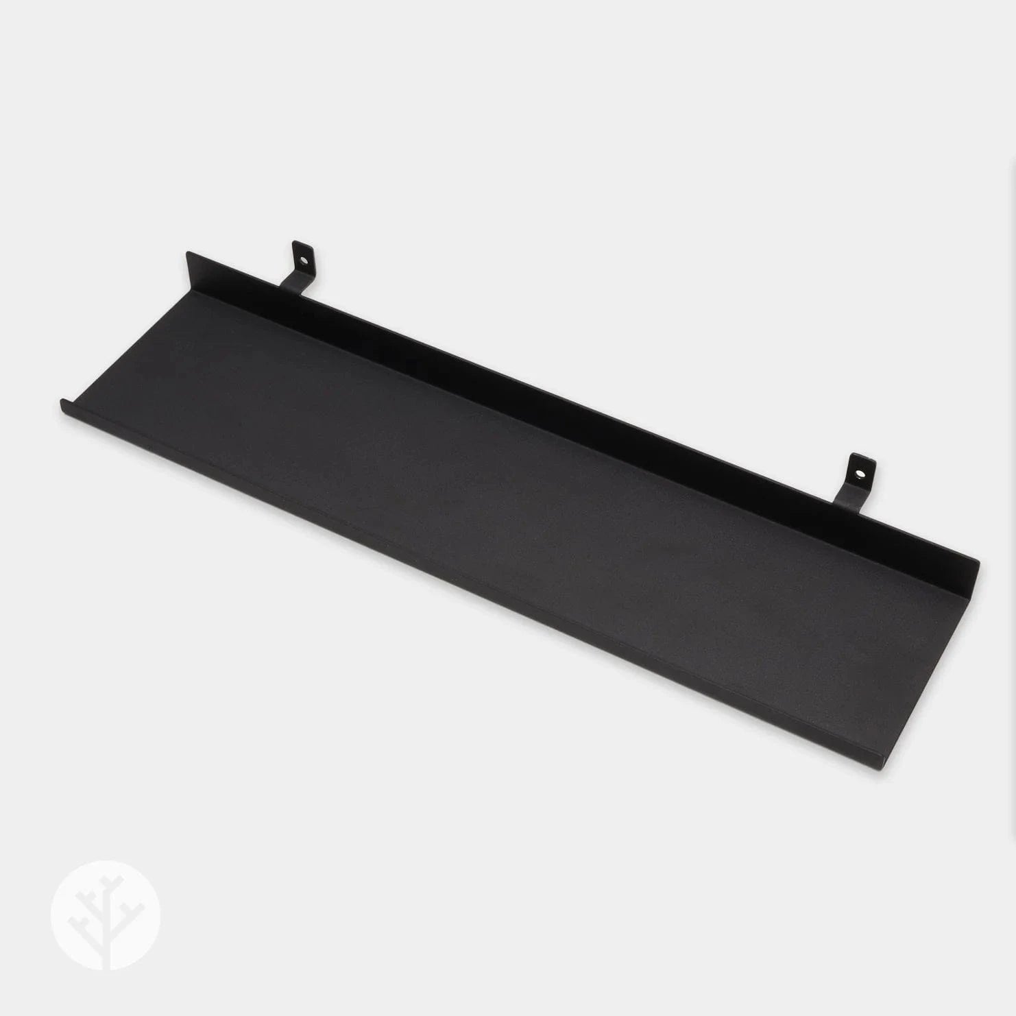 Side profile view of large ledge shelf showing mounting bracket that clips between slats