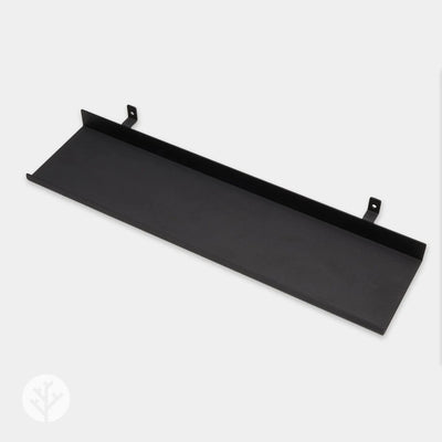 Side profile view of large ledge shelf showing mounting bracket that clips between slats