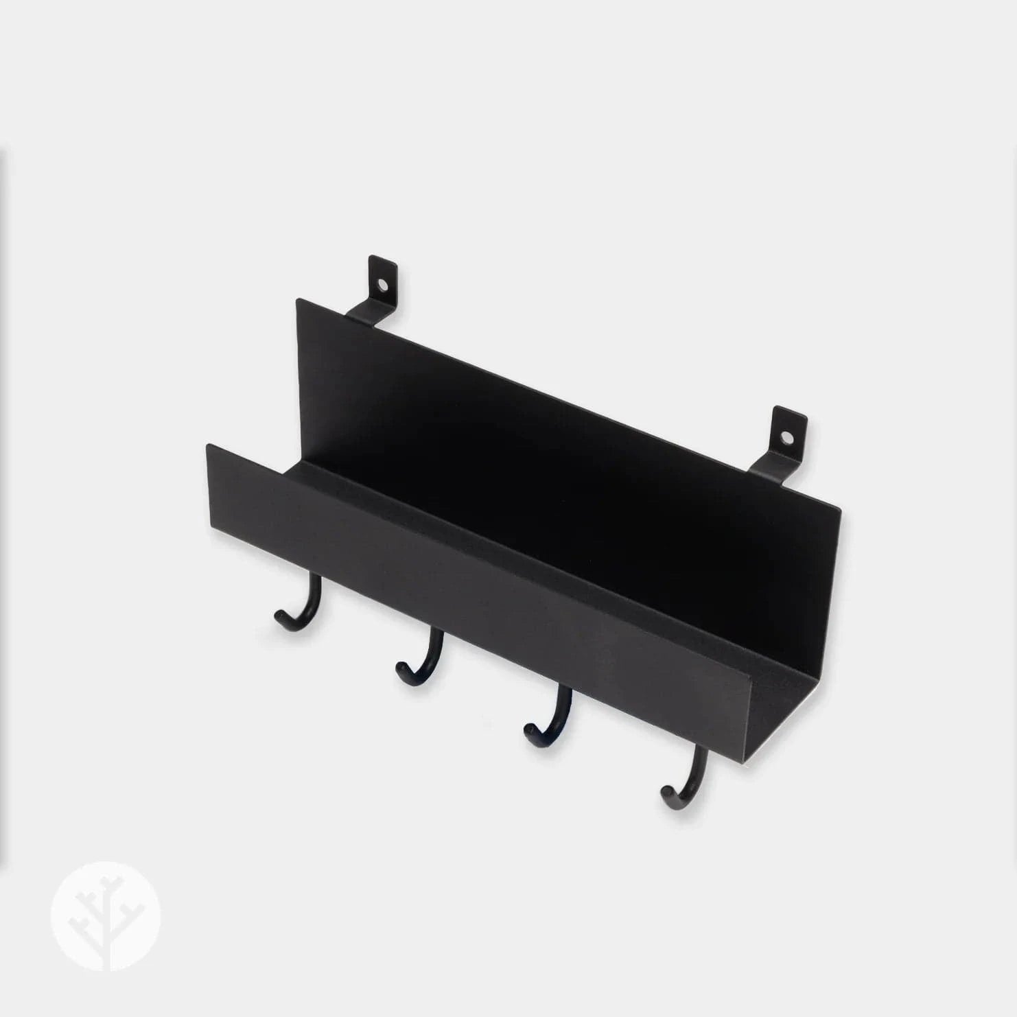 Hand hanging item on shelf hook demonstrating easy everyday use on Acupanel wall