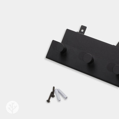 Side profile of shelf with pegs showing slim bracket design that mounts between slats