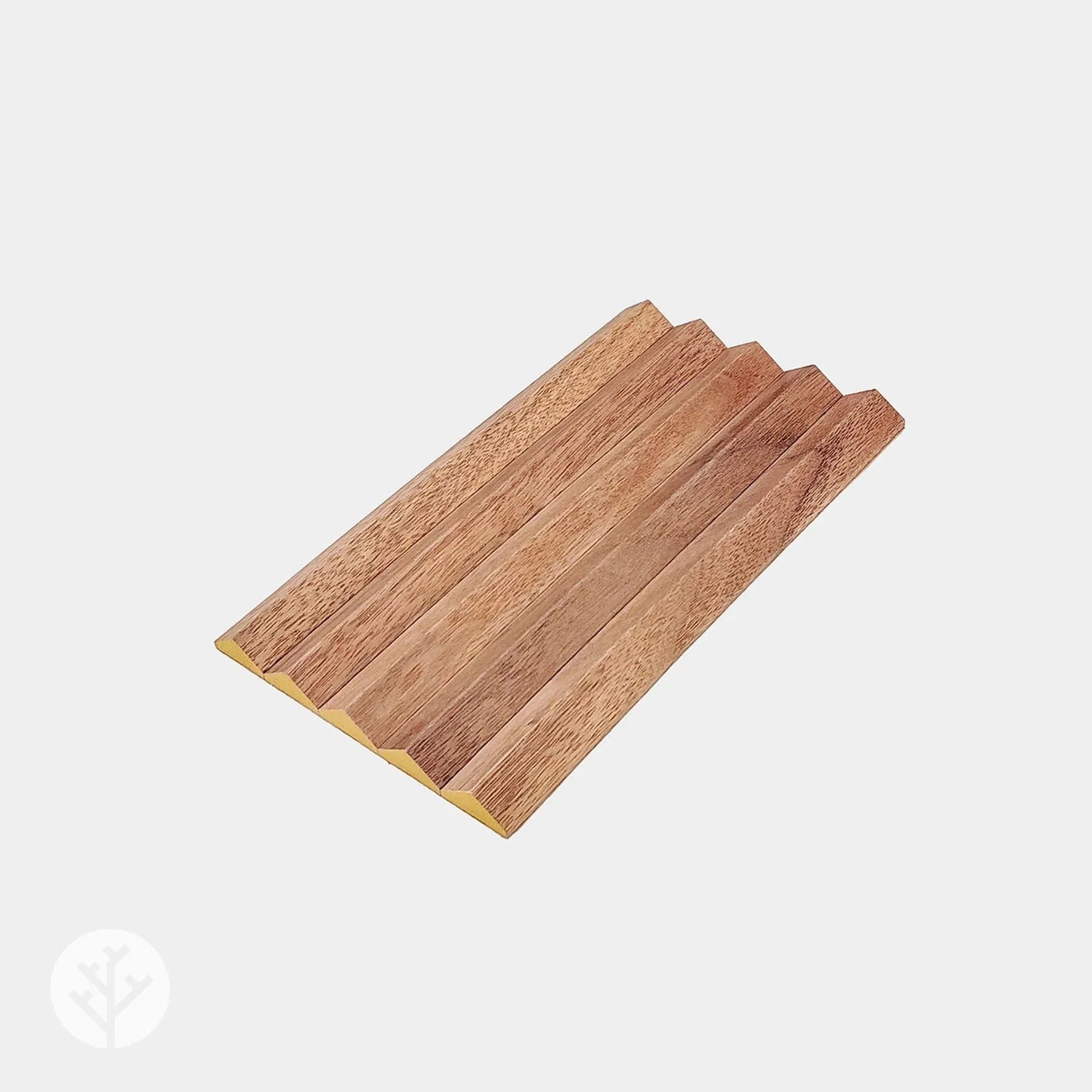 Walnut Flutto samples from box showing all four pattern styles in dark wood finish